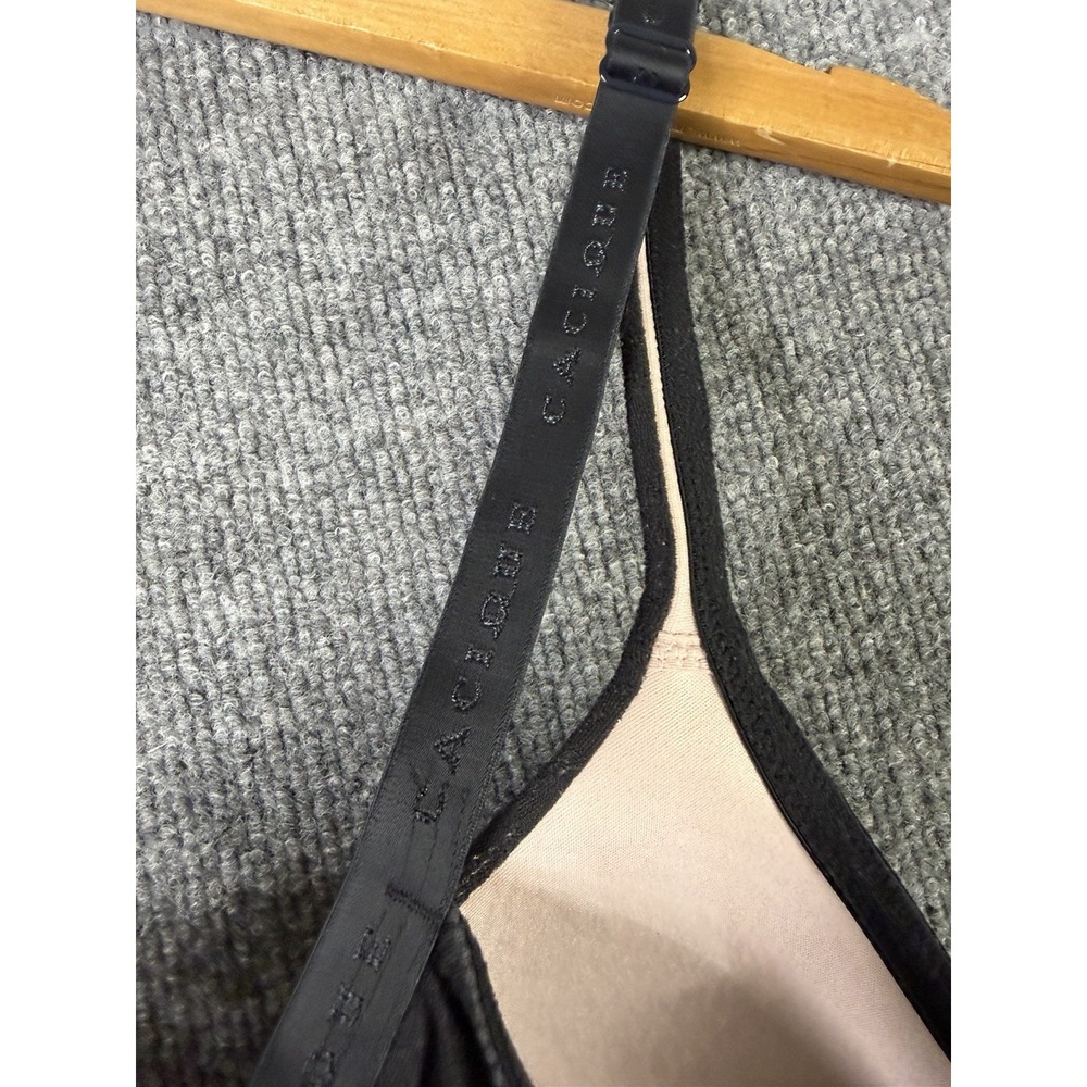 Cacique 42B Black Lace Underwire Bra Lightly Lined Demi Adjustable Straps - Picture 5 of 9